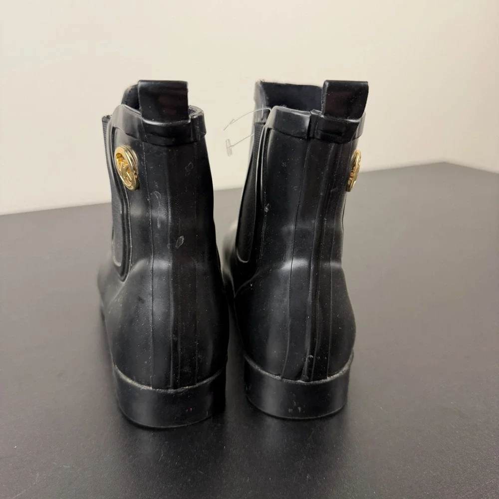 Michael Kors Chelsea Ankle Rain Boots Women's 6M Black Rubber Waterproof Outdoor